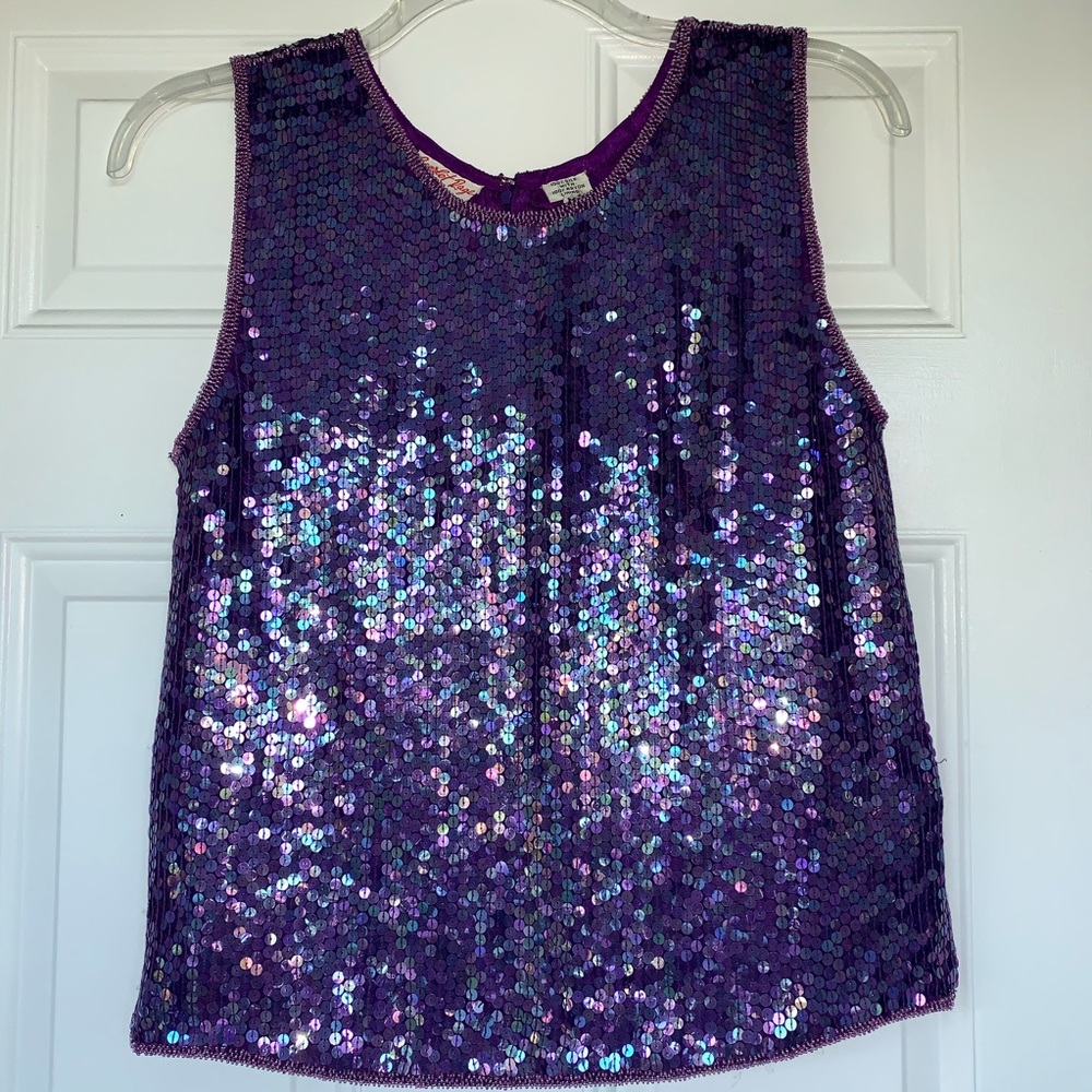 Scarlet Rage Iridescent Purple Sequin Blouse-sizeM - Picture 1 of 8